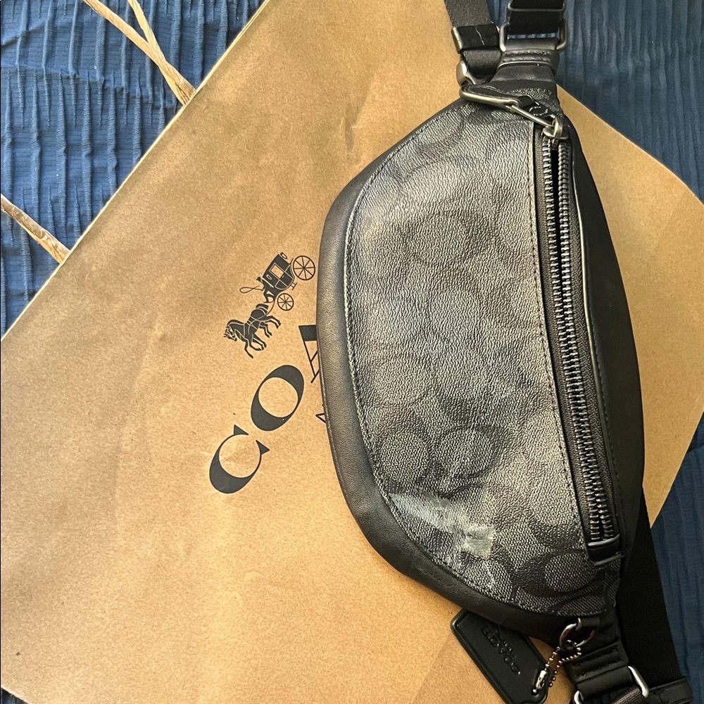 Coach Black and Gray Men's Belt Bag